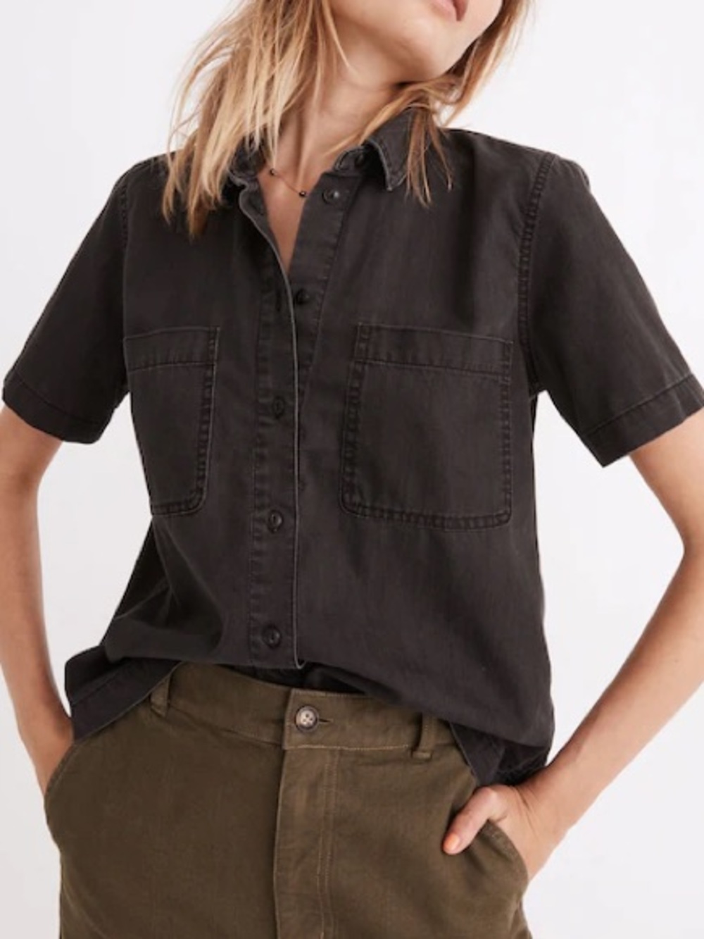 Madewell Denim Short Sleeve Button Up Shirt